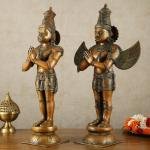 Pure Brass Divine Vahana Pair with Vintage Bronze Finish | Hanuman 21.5" & Garuda 22" | Total 21 kg Sacred Art | Heritage Guardian Murti